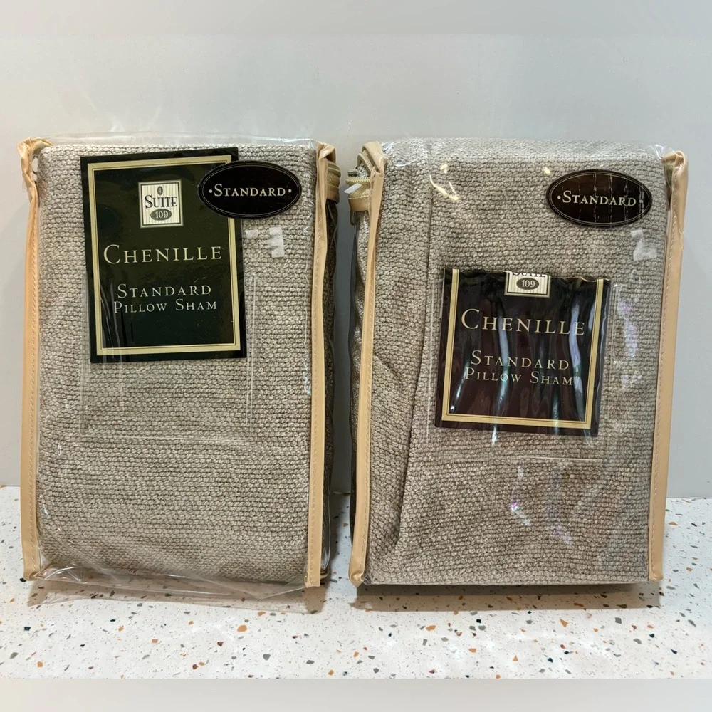 2 Chenille Standard Pillow‎ Shams - Sage Green